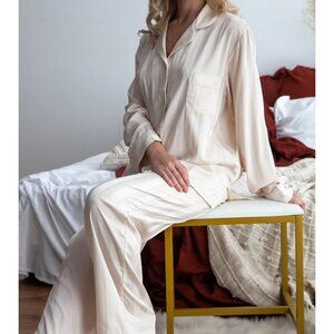 Ivory Sweet Dreams Long Sleeve Silky Pajamas